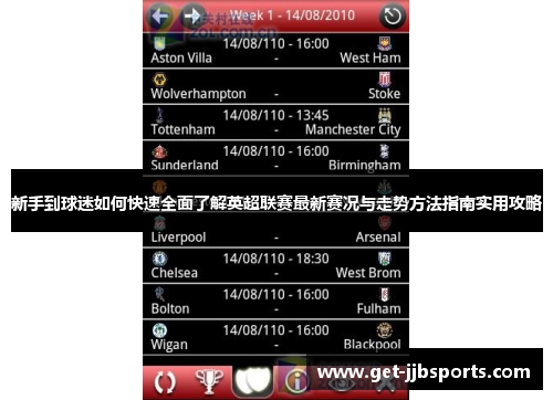 新手到球迷如何快速全面了解英超联赛最新赛况与走势方法指南实用攻略